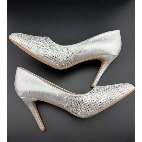 Top Moda Silver Rhinestone High Heels Sz 7 Sparkly Pumps Bridal Party NIB - Picture 4 of 7